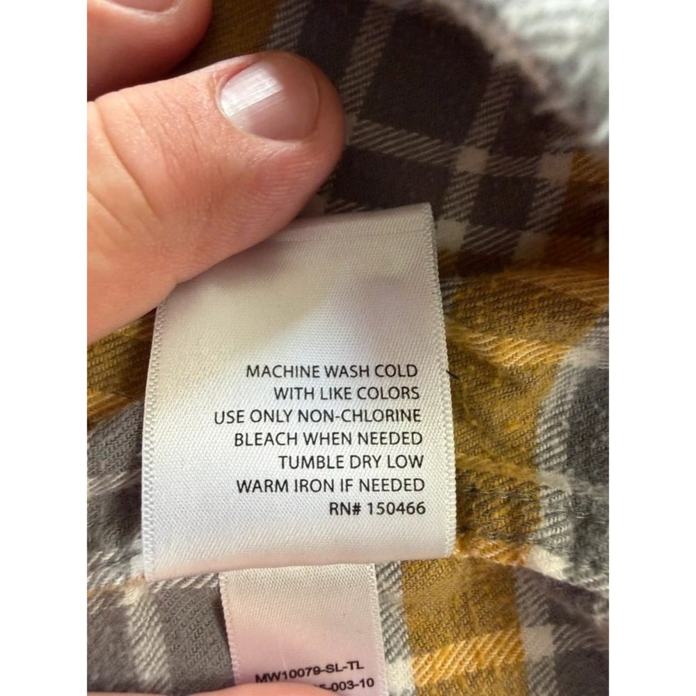 Hawker Rye Men's L Tall Slim Fit Stretch Flannel Shirt Gray Mustard Plaid - Picture 10 of 11